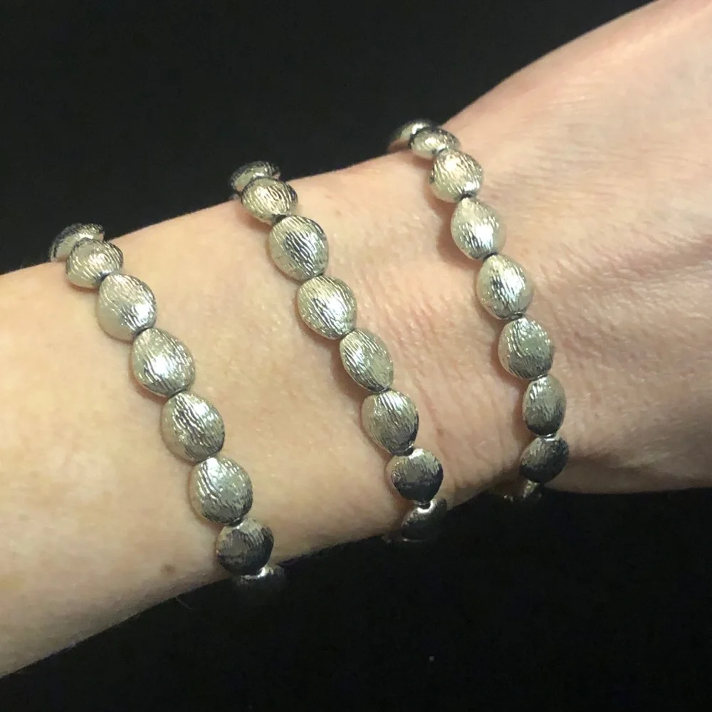 Silver Tone Stretchy Bracelet Set of Three
